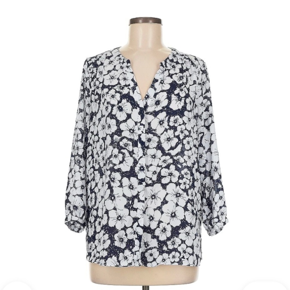 NYDJ Floral Blouse - Black and White